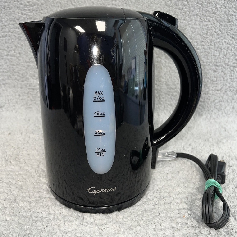 Capresso Large 57 ounce Black Electric Water Kettle and‎ Base B304 Tested Works
